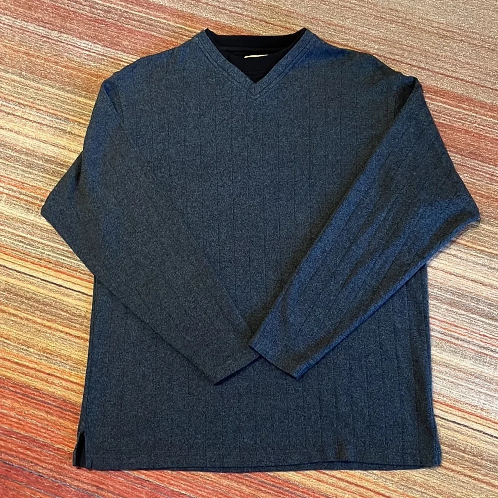 Haggar Mens Mock V-Neck Ribbed Sweater